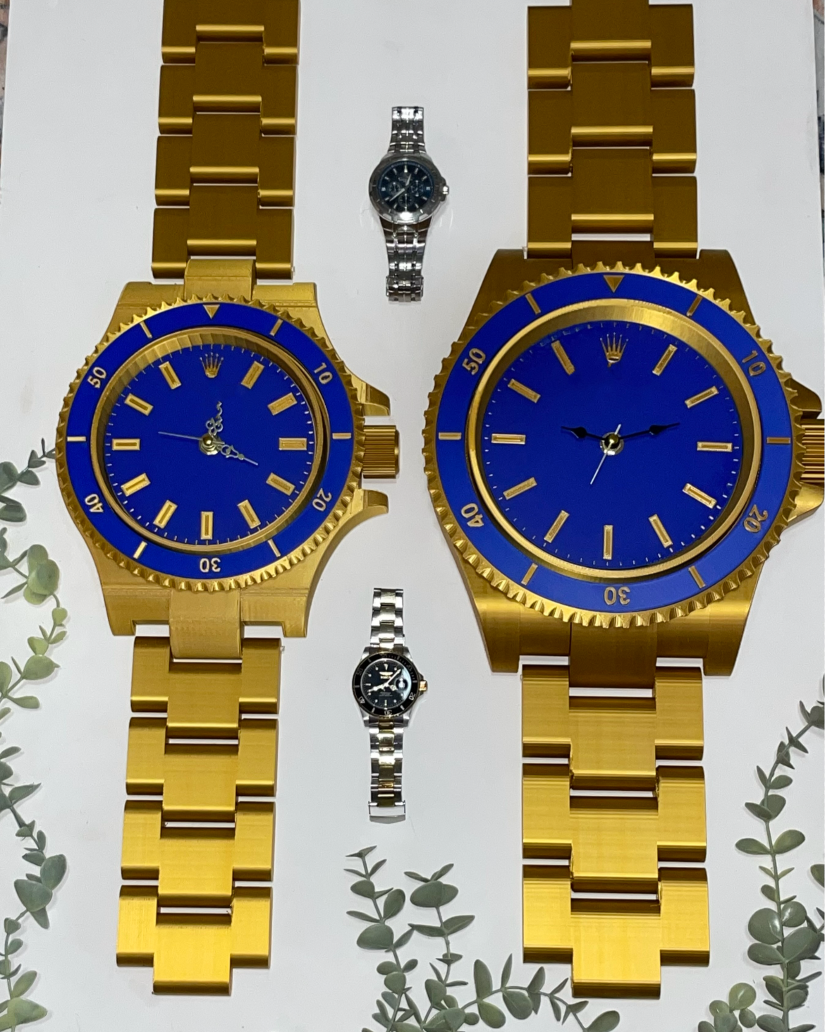 Submarine Blue/Gold Clock - 8.5 inch