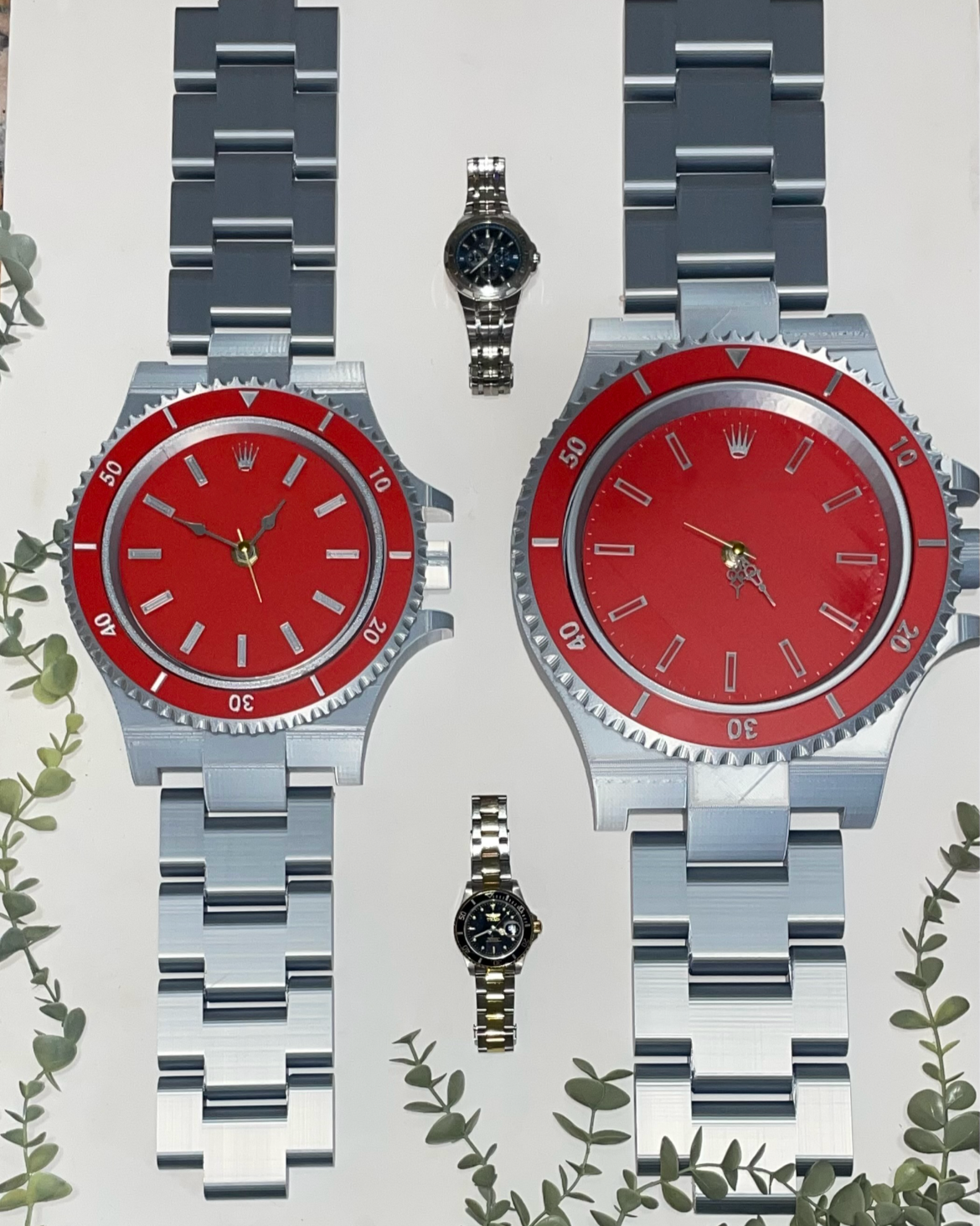 Submarine Red/Silver Clock - 8.5 inch
